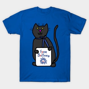 Cute Cat with Free Britney Sign T-Shirt